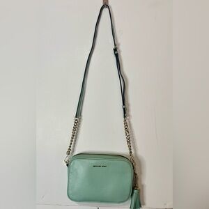 Michael Kors Jet Set Large East West Crossbody Bag Pebbled Leather with Tassel